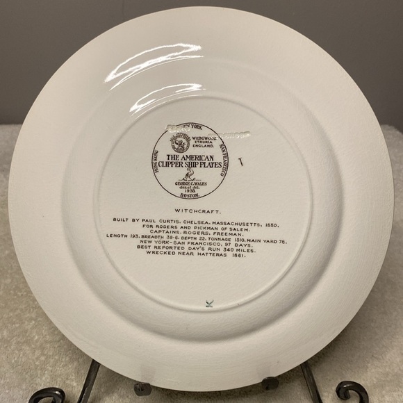 Wedgwood The American Clipper Ship Plate "Witchcraft" - Picture 4 of 5